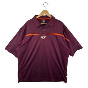 Nike Team Virginia Tech Polo Shirt Maroon VT Embroidery Size XXL